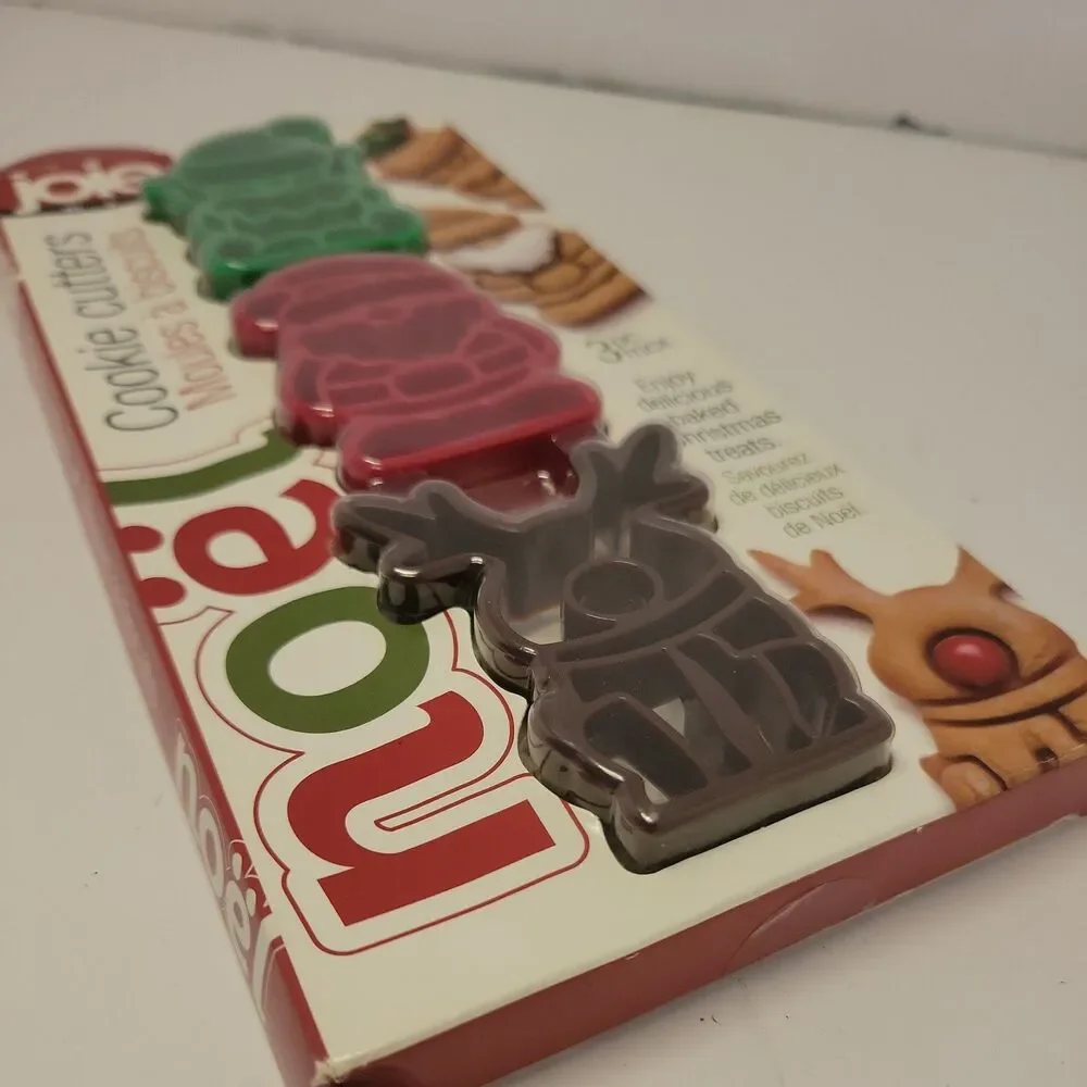 Joie Noel Christmas Cookie Biscuit Cutters Elf Reindeer Santa Claus 3pc